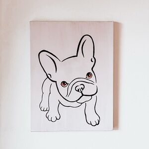 Original Pink French Bulldog Acrylic On Canvas Painting Wall Decor